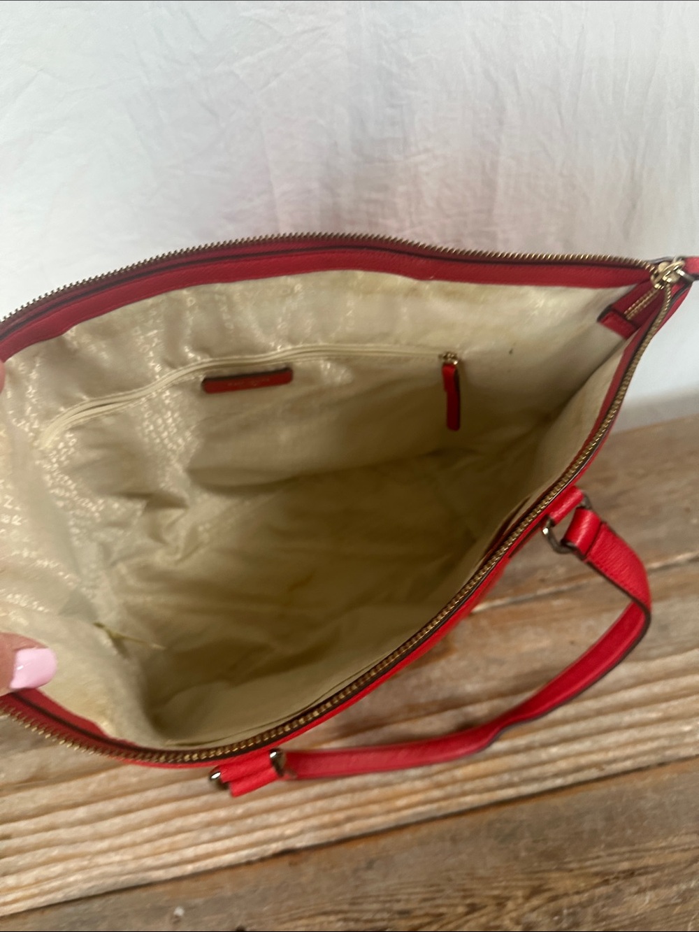 kate spade Red Embossed Pebbled Leather Tote - Picture 3 of 11
